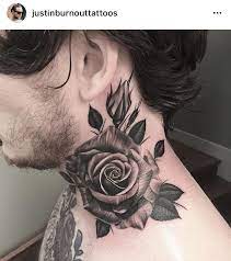 Justin Burnout Rose Neck Tattoo Best Neck Tattoos Neck Tattoo