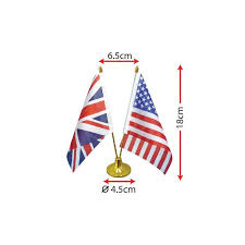 Besides distributing educational aids,we also supply stationery, books and sports goods. Table Flag Stand Mini Double V Shape Golden Round Base