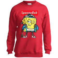 3.7 oz., 65% polyester, 35% viscose; Spongebob Squarepants Supreme Youth Kids Sweatshirt Januashop