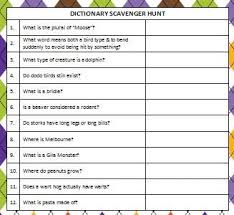 Dictionary Scavenger Hunt Moms Munchkins Dictionary Skills Library Skills Library Scavenger Hunts