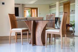 Reversible seat and back cushions. Spiral Dining Table Macmaster Design