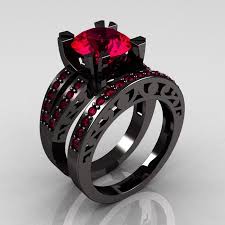 Maybe you would like to learn more about one of these? Modern Vintage 14k Black Gold 3 0 Carat Ruby Solitaire And Wedding Ring Bridal Set R102s 14kbgr Black Gold Ring Black Wedding Rings Black Gold Engagement Rings