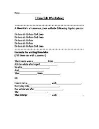Limerick Poem Worksheet Limerick Poem Limerick Poetry Poem Template