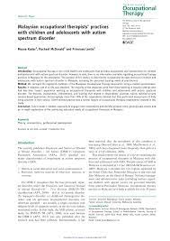 We surveyed the registered members of the malaysian occupational therapy association using a mailed questionnaire. Pdf Malaysian Occupational Therapists Practices With Children And Adolescents With Autism Spectrum Disorder