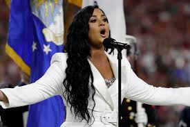 Demi lovato belts out comeback super bowl 2020 anthem. Demi Lovato S Super Bowl 2019 National Anthem Style White Jumpsuit Evesham Nj News
