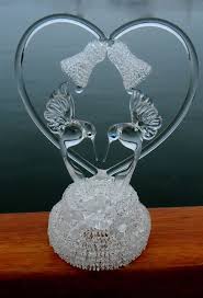 Hummingbird Blown Glass Crystal Wedding Bells And Flowers Wedding Cake Topper Wedding Cake Toppers Glass Blowing Wedding Flowers