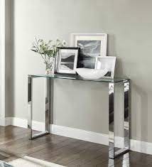 Which one can you clean up in seconds? Signature Console Hallway Table Glass Top Chrome Stand Hall Tables Console Tables Muebles De Entrada Mesas De Recibidor Decoracion De Vestibulo