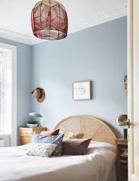 The wallpaper in the bedroom and the fabric for the chair, bed skirts, and curtains are by rose cumming. Interior Color Trends For 2020 The Evolution Of Blue Sampleboard Light Blue Bedroom Bedroom Interior Blue Bedroom Walls