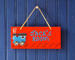 Custom kids door signs are great for adding personalization to your kids space, and with all of our adorable signs to choose from, you get a gift that is perfect for any occasion! Train Room Sign Red Hand Personalized Wall Decor Boy 39 S Room Wall Art Kid 39 S Door Sign Train D Kids Door Signs Boy Room Wall Decor Train Room Decor