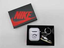 Hypebeast Travis Scott Inspired Airpods Case Or Gift Set W 3d Keychain Reverse Swoop White Iphone Case Covers Earbuds Case Case