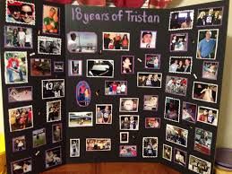 I Used A Trifold Cardboard Posterboard And Decorated It With Pictures Of My Son From Birth T Senior Graduation Party Graduation Party Graduation Party Pictures