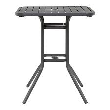 Style Selections Pelham Bay Square Outdoor Bistro Table 33 In W X 33 In L With Umbrella Hole Lowes Com Bistro Table Outdoor Patio Bar Table Bar Height Table
