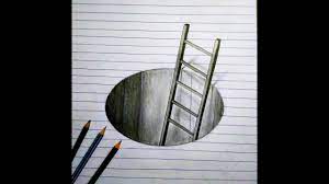 Drawing 3d loch ness monster, long version. Ladder In Hole 3d Drawing Easy And Simple Technique Simple Pencil Sketch Youtube
