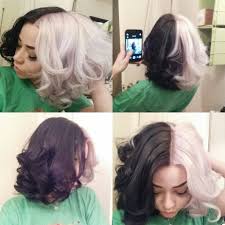 Black And White Hair Color Short Hair Cruella Hair Short Google Search Hair Color For Black Hair Two Toned Hair Half And Half Hair