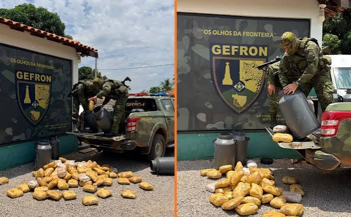 Gefron encontra 73 quilos de skunk escondidos em tambores de leite em &aacute;rea de mata; v&iacute;deo &bull; Olhar Direto