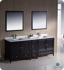 Stacked drawers are in the middle of the vanity to keep communal items easily within reach. 84 Espresso Traditional Double Sink Bathroom Vanity With Top Sink Faucet And Linen Cabinet Option