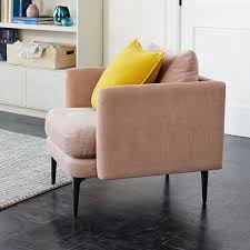 Auburn Chair Distressed Velvet Light Pink Dark Mineral West Elm Living Room Chairs Modern Living Room Chairs Chair