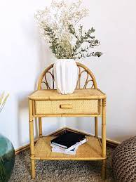 table de chevet en rotin bambou mobilier de salon deco petit meuble d appoint