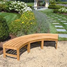 Backless bench outdoor benches : A Contemporary Curved Backless Teak Bench Is Inviting From Both The Front And Back Side And The Cur Curved Outdoor Benches Teak Bench Outdoor Diy Bench Outdoor