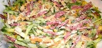 салат с копченой колбасой и свежим огурцом и сыром Pin On Salaty