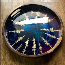Night Sky Tray With Gold Leaf Spruce Trees What Do You Think Baltic Day Baltic Day Resin Art Epoxy Resin Art Resin Art Painting