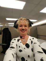 Dalmation Puppy Costume Diy Old Shirt Painted With Acrylic Paint Black Trousers Socks For Ears Col Puppy Costume Diy Halloween Costumes Dalmatian Costume