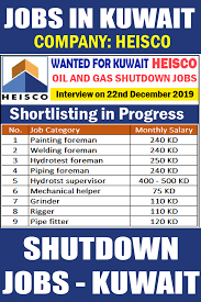 Heisco Latest Job Recruitment To Kuwait Shutdown Jobs Job Helping Others Recruitment
