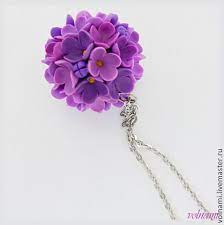 Polymer Clay Lilac Flowers Jewelry Fimo Flower Pendant Polymer Clay Flowers Flower Jewellery Polymer Clay