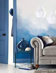 Ombre Plastered Walls Particleboard Partitions Wandgestaltung Design Blaue Wandfarbe Haus Deko