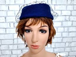 England Navy Blue Hats Formal Hats for Women Hat 70s Retro Hat Antique Hat  Pillbox Hat Edwardian Hats Ladies Hat Victorian Hat