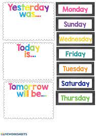 Days Of The Week Preschool Charts English Lessons For Kids Preschool Classroom Labels