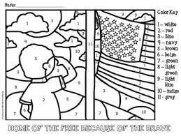 Veteran's day theme unit and printables. Free Memorial Day And Veterans Day Color By Number Coloring Page