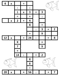 Puzzles involving arithmetic operations for grade 3. Grade 3 Multiplication Crossword Fun Math Worksheets Multiplication Math Multiplication