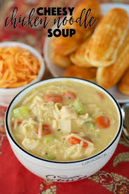 Cheesy Chicken Noodle Soup Ready In Under 30 Minutes Just Dump Eve Soup Recipes Chicken Noodle Chicken Noodle Soup Crock Pot Chicken Noodle Soup Instant Pot