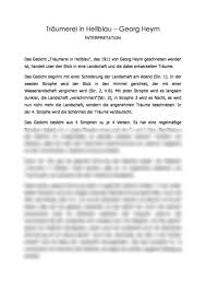 Die interpretation auf die heutige gesellschaft. Traumerei In Hellblau Von Georg Heym Interpretation Germanistik Deutsch Georg Heym Traumerei Hellblau
