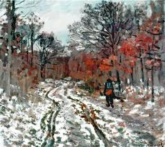 Claude monet ~ snow effect | winter landscapes lois bryan 'winter scene' canvas. Path Through The Forest Snow Effect 1870 Claude Monet Wikiart Org