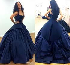 Rihanna Zac Posen Celebrity Red Carpet Evening Dresses 2018 Sexy Peplum Dark Navy Gothic Taffeta Plus Size Arabic Formal Prom Occasion Gowns Evening