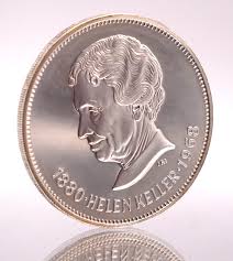 1968 Helen Keller Blind Handicap Alabama Franklin Mint 925 Silver round  C2921