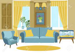 The perfect false ceiling design for living room has to be done cleverly and articulately to ensure that it takes care of the multiple things at once. Living Room Interior Cartoon Vector Illustration Flat Royalty Free Cliparts Vectors And Stock Illustration Image 125193569