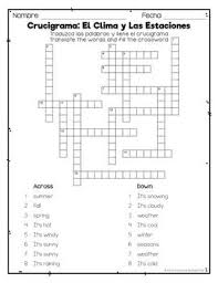 Spanish Seasons And Weather Crossword Word Search Weather Words Weather Word Search Crossword