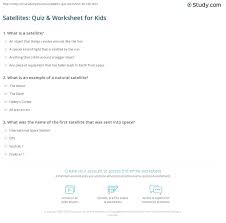 Test your knowledge and have fun playing this space quiz! Satellites Quiz Worksheet For Kids Study Com