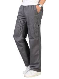 Men S Elastic Waist Relaxed Straight Leg Baggy Pull On Cargo Pants 06 Dark Grey Cw185l9sdln In 2020 Pants Outfit Men Mens Outfits Baggy Pants Outfit