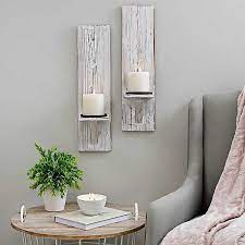 Excerpt from 33+ modern candle wall sconces images : Rustic White Farmhouse Sconces Set Of 2 Kirklands