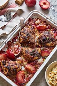 Sheet Pan Sumac Spiced Chicken With Plums Olive Mango Recipe Chicken Spices Sheet Pan Recipes Easy Roast Chicken
