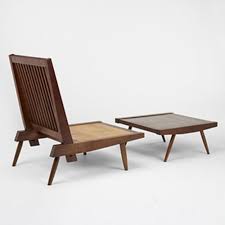 George Nakashima Cushion Chair With Ottoman George Nakashima Furniture Nakashima Furniture Wooden Lounge Chair