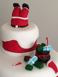 The tree design sits flat so. Santa Stuck In Chimney Fondant Christmas Cake Topper Fondant Christmas Cake Christmas Cake Topper Christmas Cake