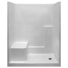 Plumbing and carpentry skills are required to successfully install a shower stall. Ella Standard 33 In X 60 In X 77 In 1 Piece Low Threshold Shower Stall In White With Lhs Molded Seat And Right Drain 6032shlwht The Home Depot