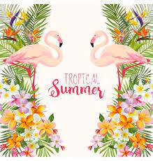 Tropical Flowers Flamingo Bird Tropical Background Vector On Vectorstock Tropical Background Tropical Flowers Tropical Painting