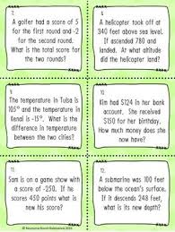 Integer Word Problem Task Cards Addition And Subtraction Integers Word Problems Word Problems Task Cards Word Problems