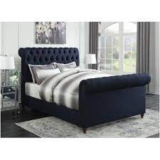 In contrast to the beige pile carpet flooring, the blue walls also add breeziness and calm to the space. 300653q Coaster Furniture Gresham Navy Blue Bedroom Queen Bed